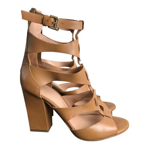 Sigerson Morrison Vachel Gladiator Sandals Womens 6.5 Brown 4" Block Heel - Picture 4 of 9